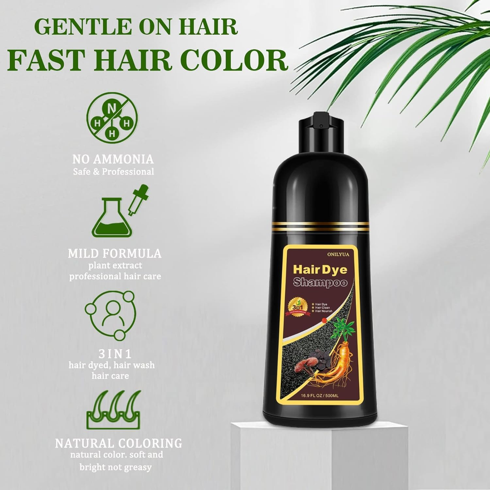 EELHOE Shampoo Tinta Negra 3 en 1